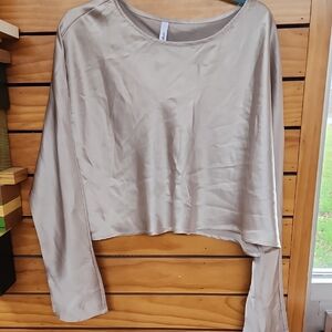 Elegant Women's Gold/Tan Cropped Long Sleeve Top